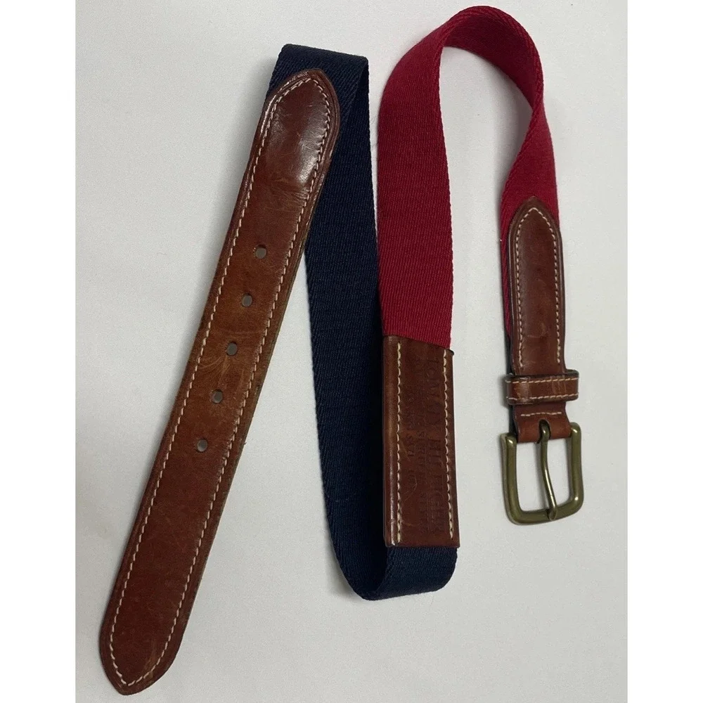 Vintage 90s Tommy Hilfiger Belt ‎ Red Blue Authentic Surplus Mens Size 34 USA